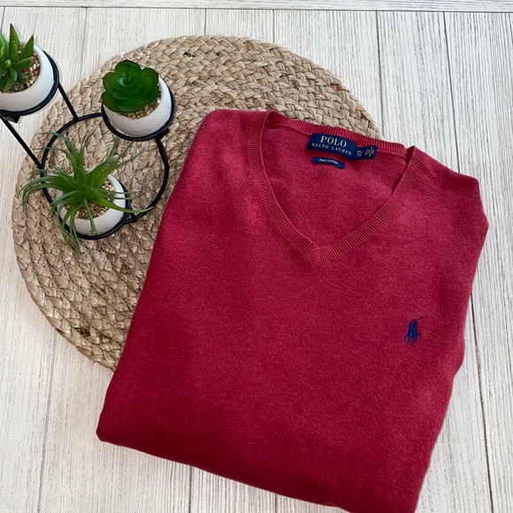 Polo Ralph Lauren Other - Polo Ralph Lauren V-neck red sweater size X-large